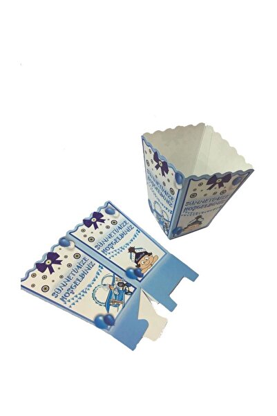 Parti dolabı 8 Blue Circumcision Themed Corn Treat Boxes