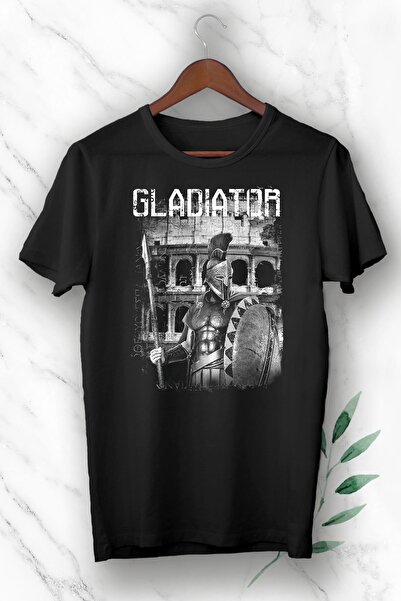 perseusshopping Unisex crni gladijator Štampano T-shirt