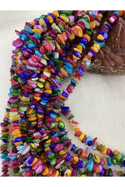 SinAksesuar حجر مختلط 80 سم لون عرق اللؤلؤ سلسلة مكسورة