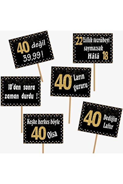 Partioutlet 40 Yaş Gold Konuşma Balonu 6 Adet