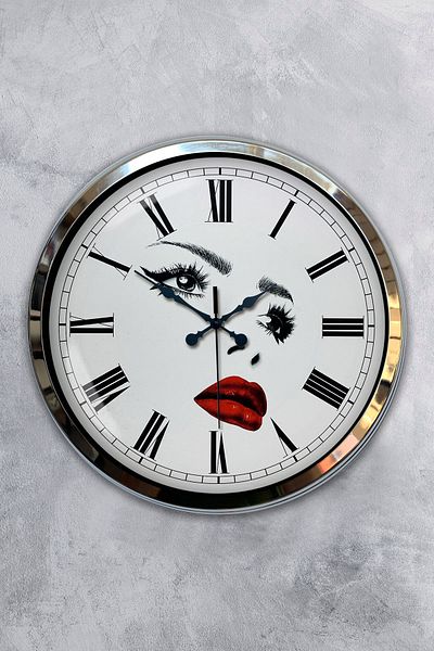 Kasva Concept Ρολόι τοίχου σαλονιού ομορφιάς 40 εκ. Χρώμιο Μεταλλικό