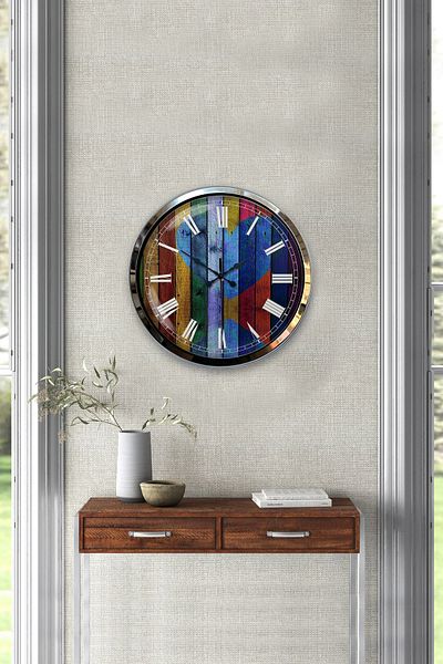 Kasva Concept Gift Decorative 40 cm Chrome Metal Natural Love Wall Clock
