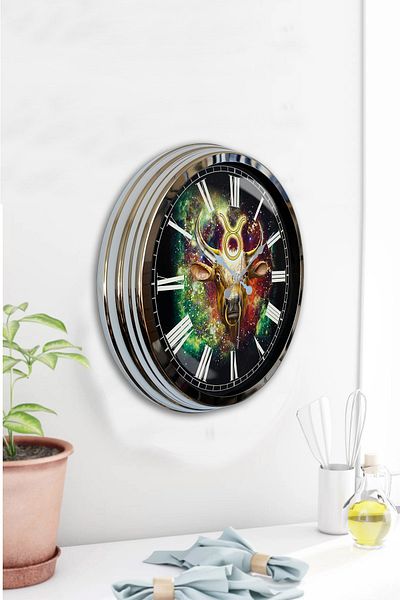 Kasva Concept 40 cm Chrome Metal Taurus Wall Clock