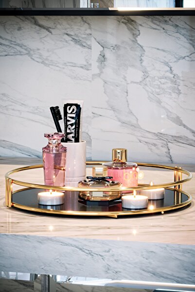 Bino Servis Sunum Tepsisi Ikramlık Gold Büyük Lüks Organizer Sofra Mutfak Söz Nişan Tepsisi