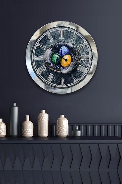 Kasva Concept Gift 36 cm Chrome Metal Egg Wall Clock