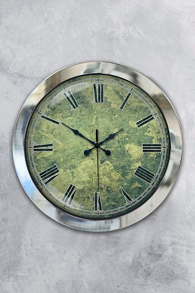 Kasva Concept 36 cm Chrome Metal Green Pattern Wall Clock