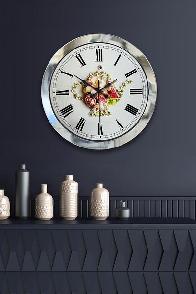 Kasva Concept Gift 36 cm Chrome Metal Daisy Wall Clock