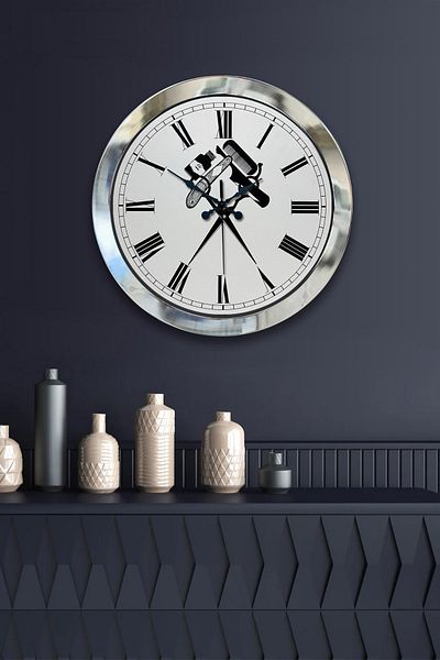Kasva Concept Gift 36 cm Chrome Metal Hairdresser Wall Clock