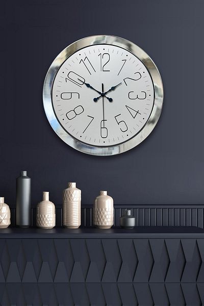 Kasva Concept Gift 36 cm Chrome Metal Classic Wall Clock
