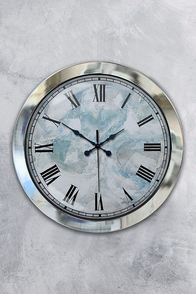 Kasva Concept Gift 36 cm Chrome Metal Izmir Wall Clock