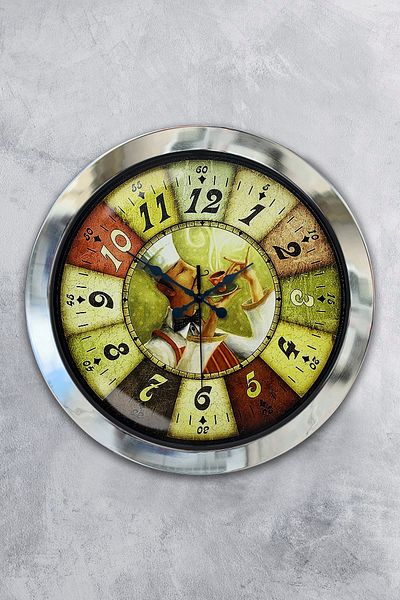Kasva Concept Gift 36 cm Chrome Metal Chef Wall Clock