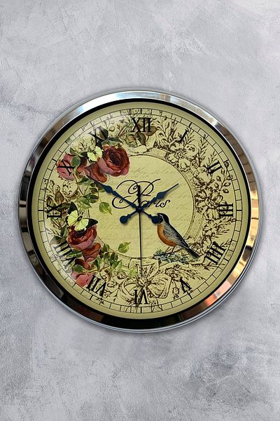 Kasva Concept Gift 40 cm Chrome Metal Paris Wall Clock