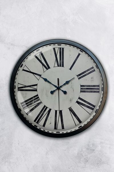 Platin Saat ساعة حائط بأرقام رومانية معدنية سوداء مقاس 40 سم