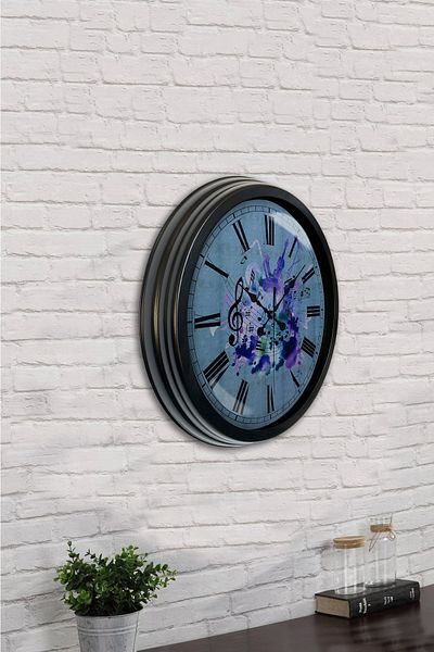Kasva Concept Gift 40 cm Black Metal Music Wall Clock