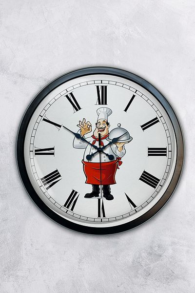 Kasva Concept Gift 40 cm Black Metal Cook Kitchen Wall Clock