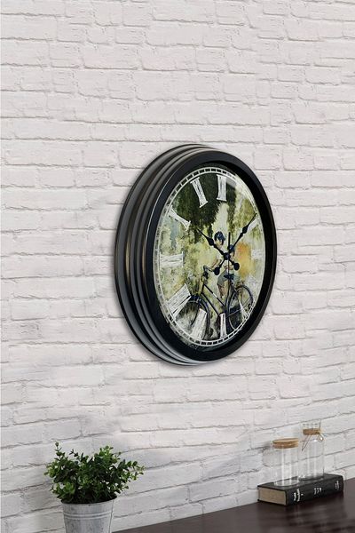 Kasva Concept Gift 40 cm Black Metal Bicycle Wall Clock