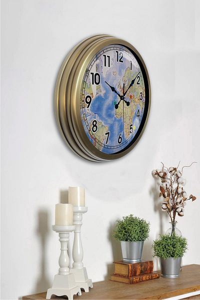 Dream Gift 40 cm Antique Metal Map Wall Clock