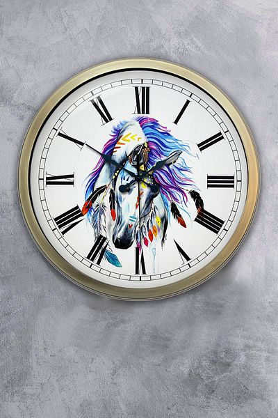 Kasva Concept 40 cm Antique Metal Horse Gift Wall Clock