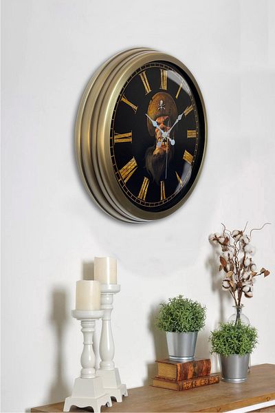 Kasva Concept Gift 40 cm Antique Metal Pirate Wall Clock
