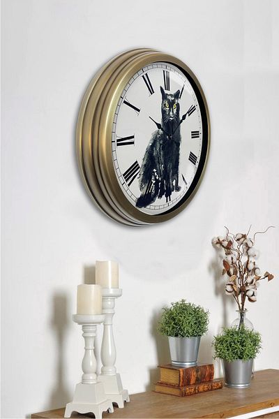 Kasva Concept Gift 40 cm Antique Metal Figure Wall Clock