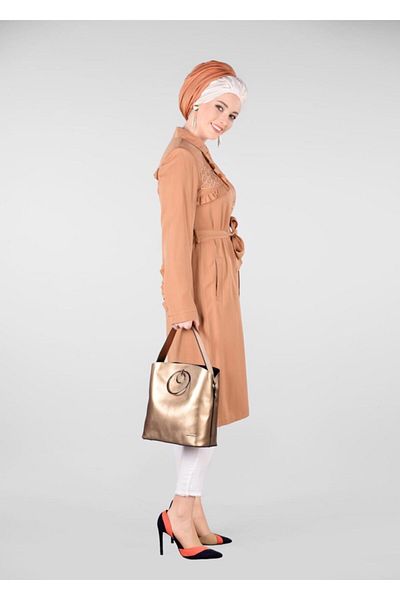 TRENDTESETTÜR K.SOMON Πούδρα Χρώμα Μέσης Λεπτομερής καμπαρντίνα 1206