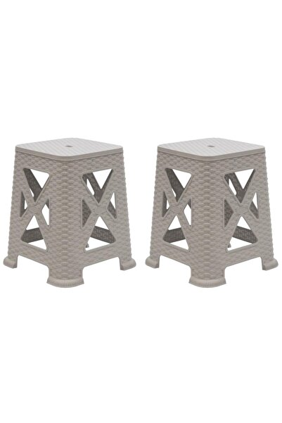 RomanoSet Plastik Romanoset Stars Rattan Kemik Beyaz Plastik Tabure 2 Li Set