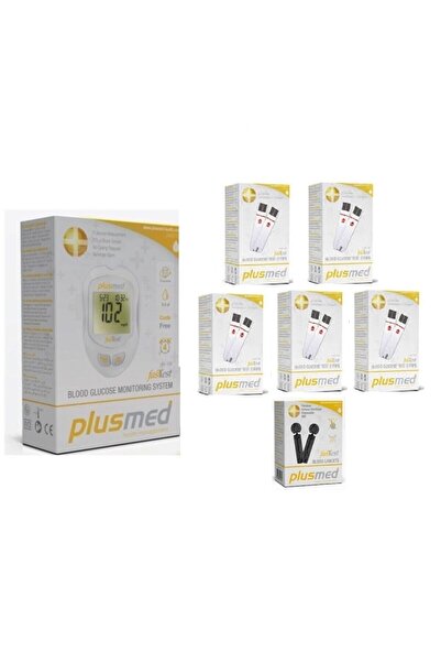 PlusMed Fasttest Seker Ölçüm Cihazı+5 Kutu Strip (250 Adet) + 1 Kutu Lanset (...