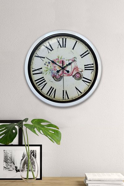 Kasva Concept 40 cm White Metal Pink Motor Wall Clock