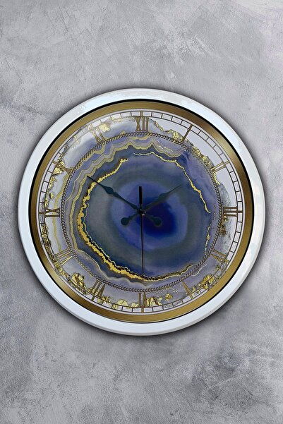 Kasva Concept ساعة حائط من الرخام المعدني الأبيض مقاس 40 سم