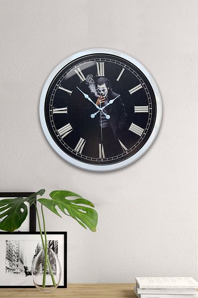 Kasva Concept Cadou 40 Cm Ceas de Perete Joker Metal Alb