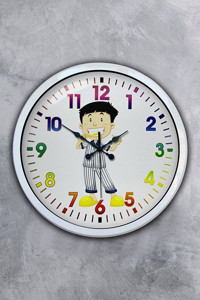 Kasva Concept Gift 40 cm White Metal Children's Room Wall Clock