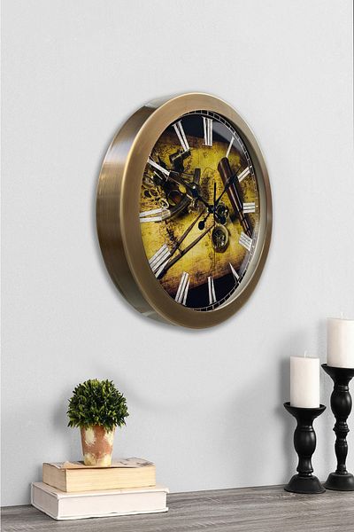 Kasva Concept Gift 36 cm Antique Metal Explorer Wall Clock