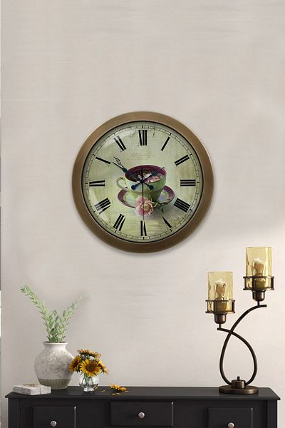 Kasva Concept 36 cm Antique Metal Cafe Wall Clock
