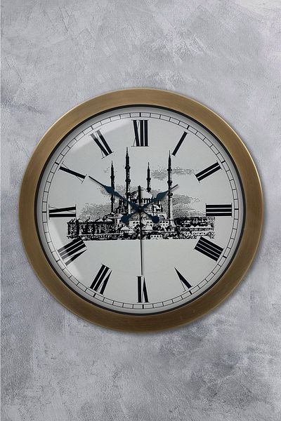Kasva Concept Gift 36 cm Antique Metal Mosque Wall Clock
