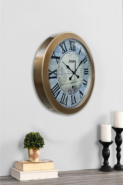 Kasva Concept Cadou 36 Cm Ceas de Perete Fermă Metal Vechi