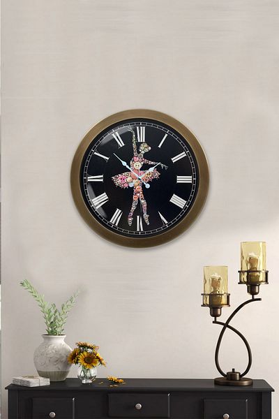 Kasva Concept Gift 36 cm Antique Metal Ballerina Wall Clock