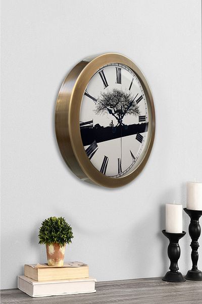 Kasva Concept Gift 36 cm Antique Metal Wall Clock Wall Clock