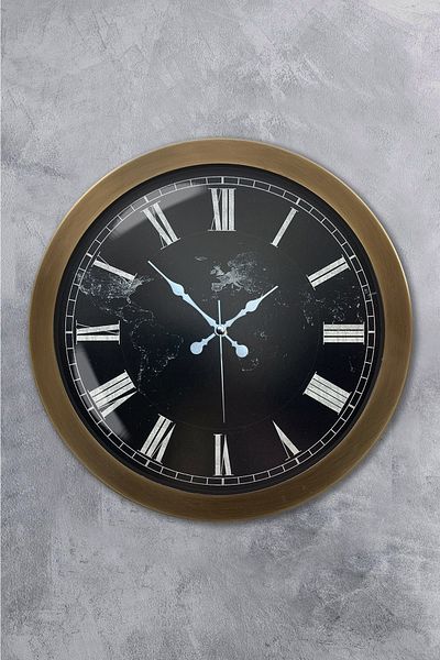 Kasva Concept Cadou 36 Cm Ceas de Perete Metal Antic cu Motiv Marmura