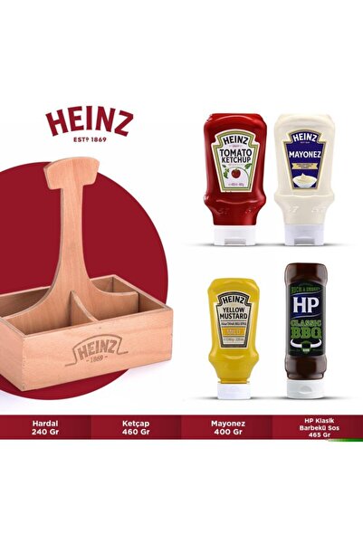 Heinz Ahşap Sosluk Hediye Paketi (hardal 240 Gr + Ketçap 460 Gr + Mayonez 400...
