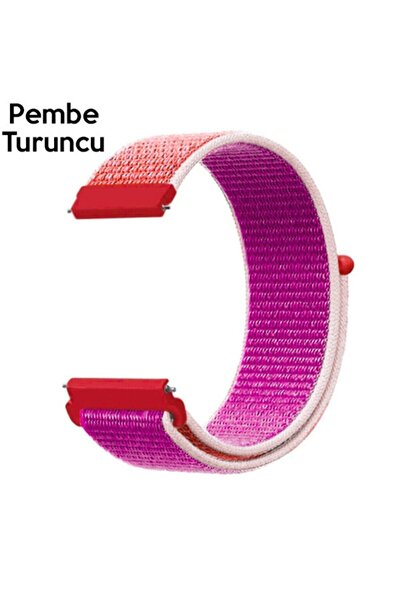 Hoco 22MM Gear S3 Watch 4 -Gt2 GT2E 46MM Kayış Kordon Lylon Loop PEMBE,TURUNCU