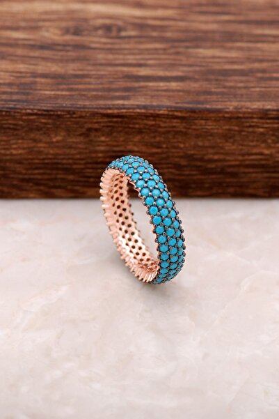 Sümer Telkari Nano Turkuaz Taşlı Tamtur Gümüş Yüzük 1154