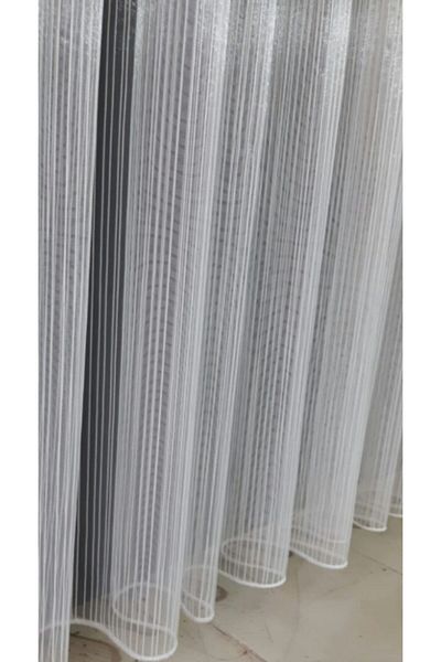 Brillant Plain Striped 1/3 Tight Pleat Tulle Curtain