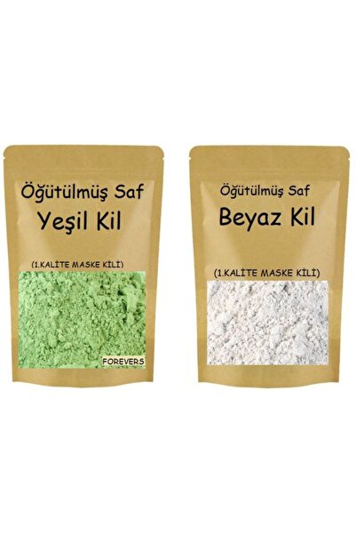 forevers قناع الطين الأبيض والأخضر النقي المطحون 200 جرام + 200 جرام