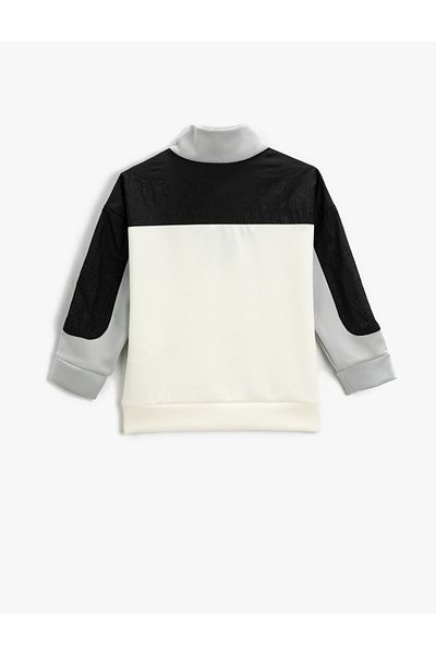 Koton Color Contrast Stand-up Collar Sweatshirt