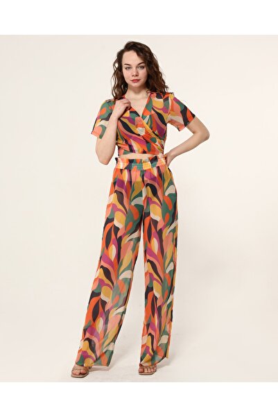 Bolder Nico Crop Set with Orange Leaf Beach Pants