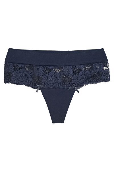 Zena 3'lü Pamuklu Beli Dantel Detaylı Yüksek Bel Büyük Beden Kadın Tanga Külot