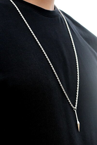 Baykuş Mızrak Gray Men's Necklace