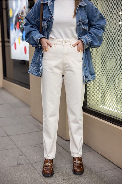 Askı Nişantaşı High Waist Stone Color Mom Jean - 114-00310
