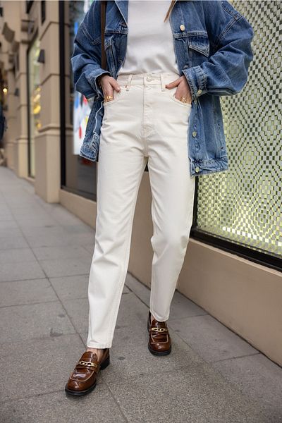 Askı Nişantaşı High Waist Stone Color Mom Jean - 114-00310