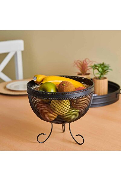 ANGDESİGN Ang Design Aleyna Ayaklı Metal Meyvelik - Siyah
